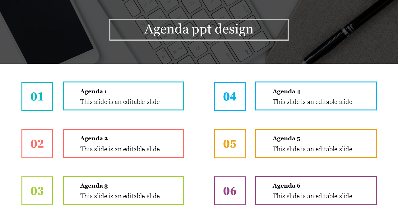 Editable Agenda PPT and Google Slides Design 